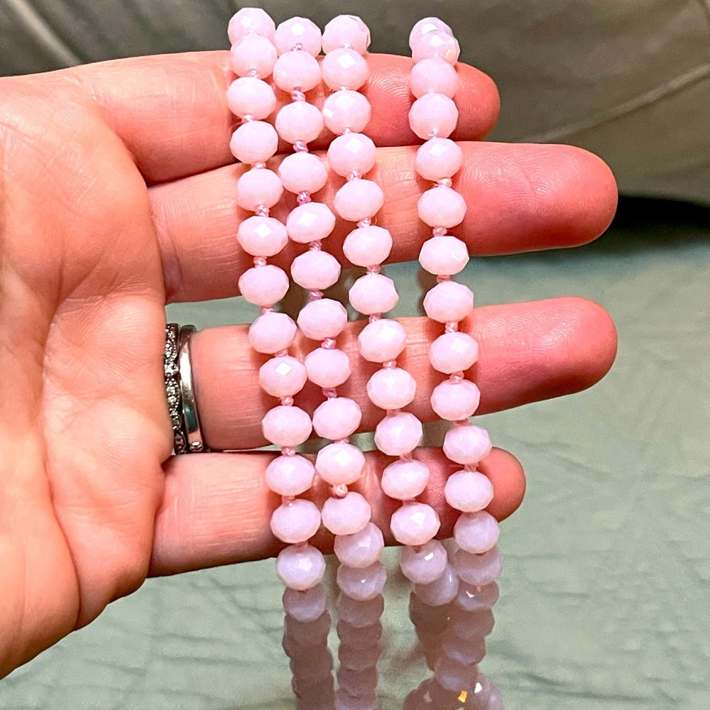 Pale Pink long beaded necklace
